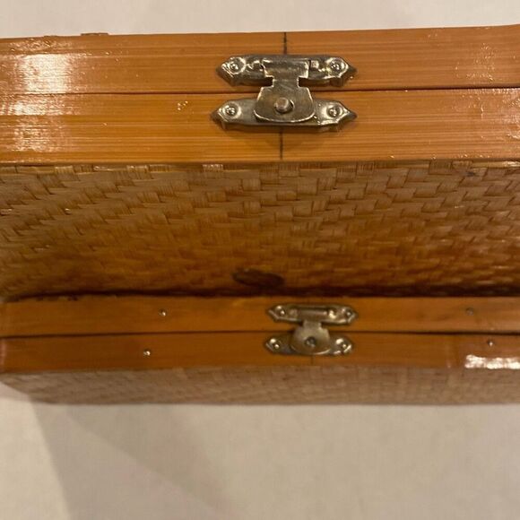 Vintage Lillian Vernon Nesting Pencil Cases Bamboo Cane Woven 2 Pieces - Picture 7 of 12